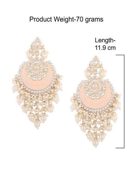 Women Gold-Toned Floral Chandbali Earrings VitansEthnics