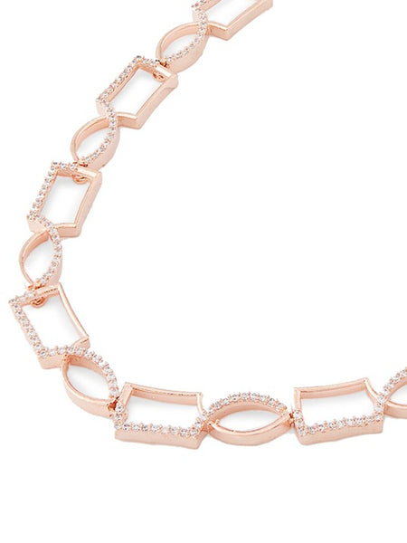 Rose Gold-Plated & White CZ-Studded Jewellery Set VitansEthnics