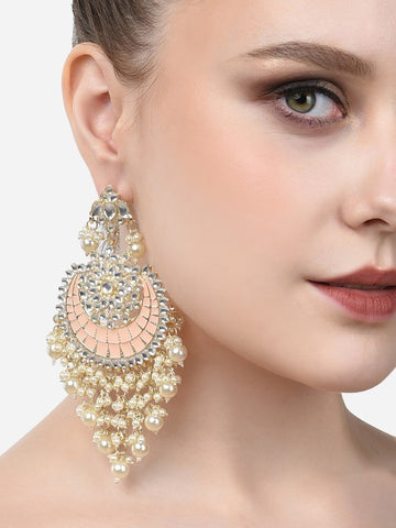 Women Gold-Toned Floral Chandbali Earrings VitansEthnics