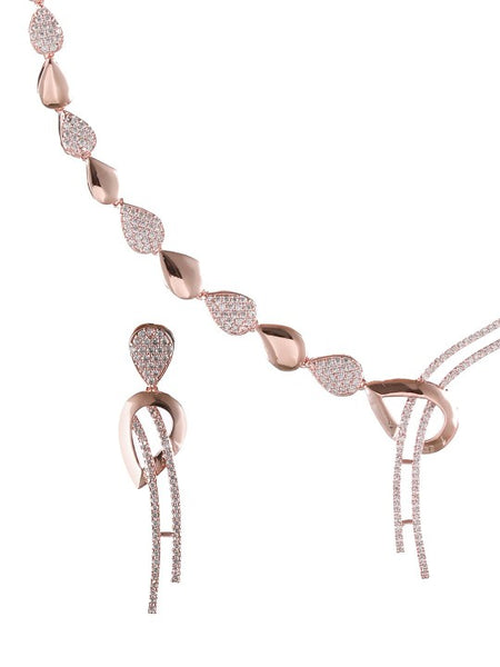 Rose Gold-Plated CZ-Studded Jewellery Set VitansEthnics