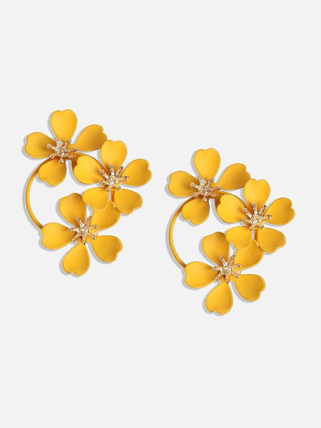 Gold Plated Floral Statement Drop Earrings VitansEthnics