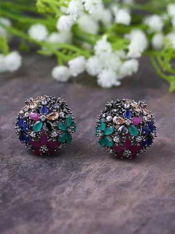 Multicoloured Circular Studs | Stud Earrings VitansEthnics