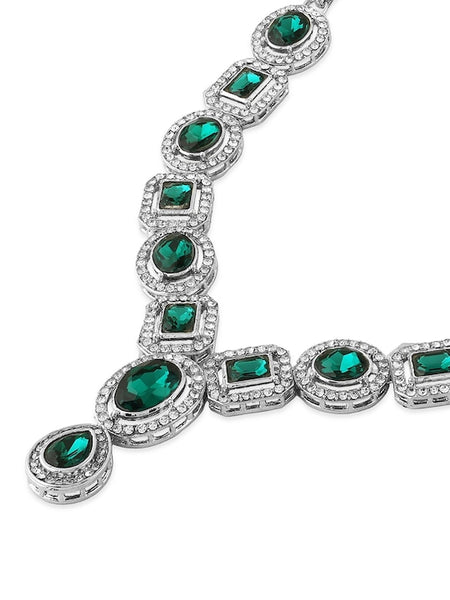 Silver-Plated Stone Studded Jewellery Set VitansEthnics