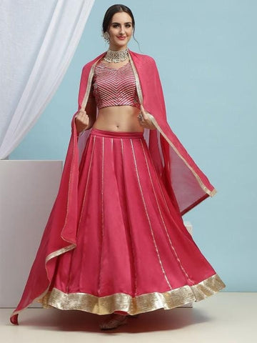 Gota Patti Crop Top and Skirt With Dupatta For Women, Indian Lehenga Choli, Wedding Guest Outfit, Indian Dress, Party Indo Western Dress VitansEthnics