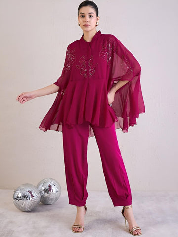 Embellished Kaftan Top With Palazzo Set for Women, Coord Set, Festival Outfit, Ethnic Indian Dress, Indo Western Outfit, Kaftan Kurti Set VitansEthnics