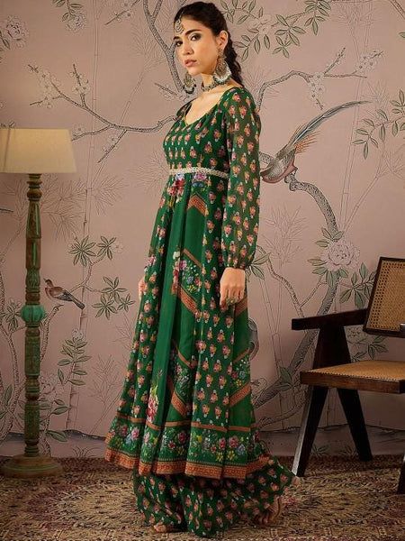 Floral Print Sweetheart Neck Anarkali Kurta With Palazzo Set for Women, Festive Ethnic Indian Dress, Wedding Guest Outfit, Lehenga Choli VitansEthnics