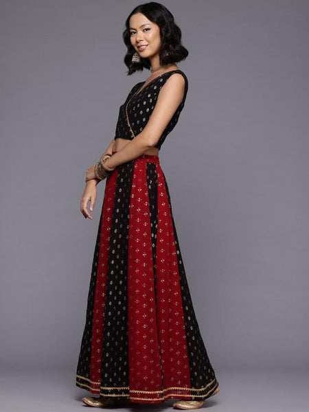 Embellished Crop Top With Skirt & Dupatta Set | Indian Lehenga Choli