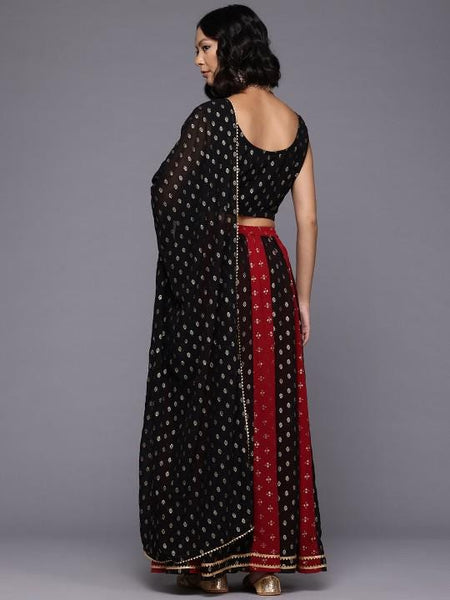 Embellished Crop Top With Skirt & Dupatta Set | Indian Lehenga Choli
