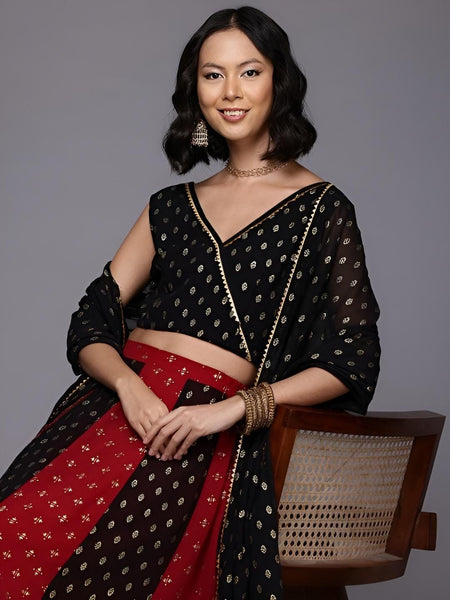 Embellished Crop Top With Skirt & Dupatta Set | Indian Lehenga Choli