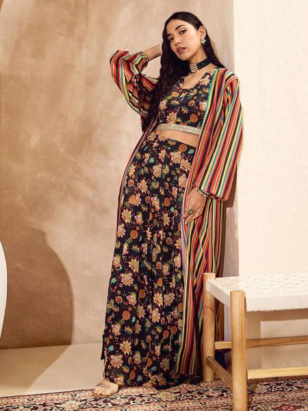 Floral Crop Top With Skirt & Shrug Set for Women, Coord Set, Festive Ethnic Indian Dress, Wedding Guest Indo Western Outfit, Lehenga Choli6 VitansEthnics