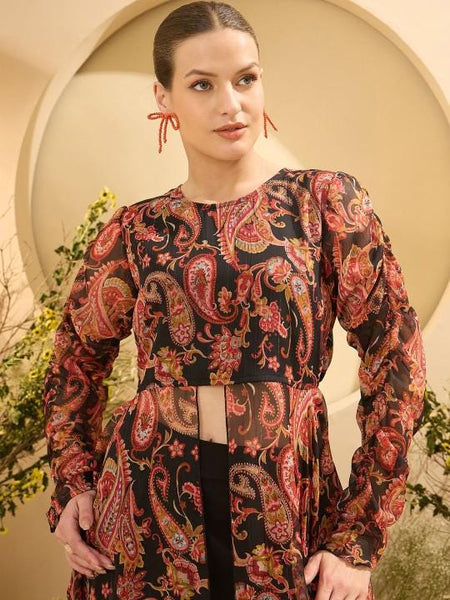 Paisley Printed Slit Front Tunic Top With Palazzo Set For Women, Co-ord Set, Indo Western Outfit, Ethnic Indian Dress, Wedding Guest Outfit21 VitansEthnics