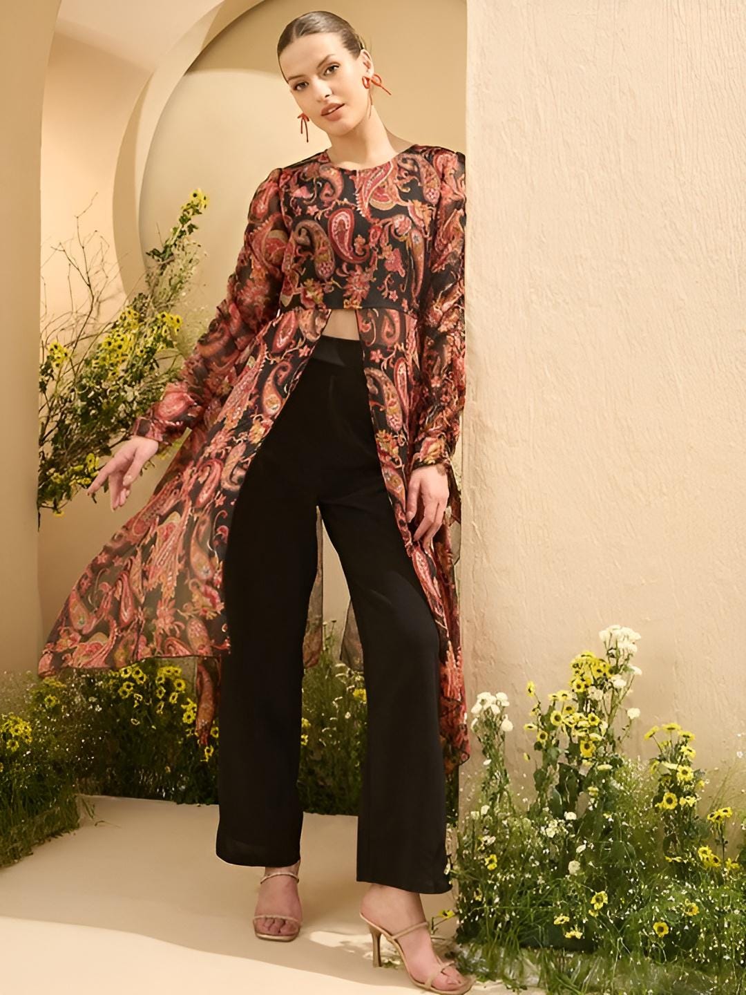 Paisley Printed Slit Front Tunic Top With Palazzo Set For Women, Co-ord Set, Indo Western Outfit, Ethnic Indian Dress, Wedding Guest Outfit21 VitansEthnics