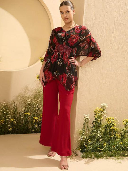 Embellished Floral Printed Kaftan Top With Palazzo Set for Women, Coord Set, Ethnic Indian Dress, Indo Western Outfit, Kaftan Kurti Set8 VitansEthnics
