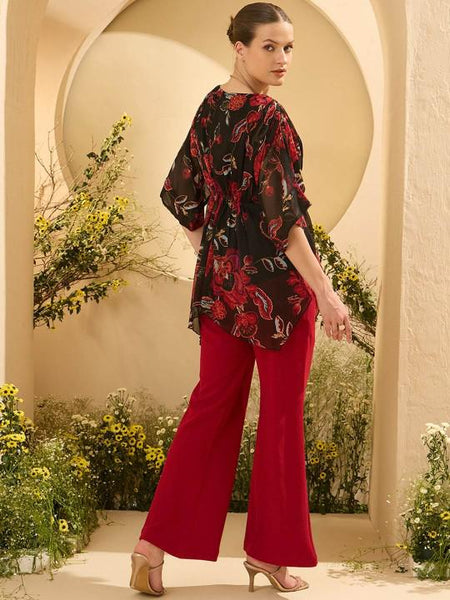 Embellished Floral Printed Kaftan Top With Palazzo Set for Women, Coord Set, Ethnic Indian Dress, Indo Western Outfit, Kaftan Kurti Set8 VitansEthnics