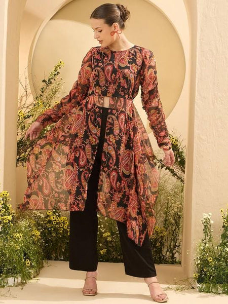 Paisley Printed Slit Front Tunic Top With Palazzo Set For Women, Co-ord Set, Indo Western Outfit, Ethnic Indian Dress, Wedding Guest Outfit21 VitansEthnics