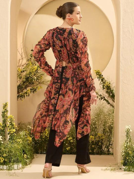 Paisley Printed Slit Front Tunic Top With Palazzo Set For Women, Co-ord Set, Indo Western Outfit, Ethnic Indian Dress, Wedding Guest Outfit21 VitansEthnics