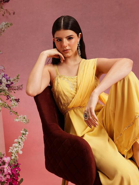 Embroidered Jumpsuit With Attached Dupatta For Women, Indian Jumpsuit, Indian One Piece Dress, Indo Western Outfit, Wedding Guest Outfit6 VitansEthnics