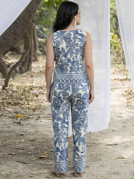 Pure Cotton Ethnic Printed Waistcoat Top With Pants Set for Women, Coord Set, Ethnic Indian Dress, Indo Western Outfit1 VitansEthnics