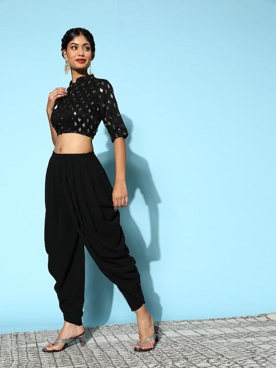 Buy Black Printed Dhoti Pants Online - W for Woman