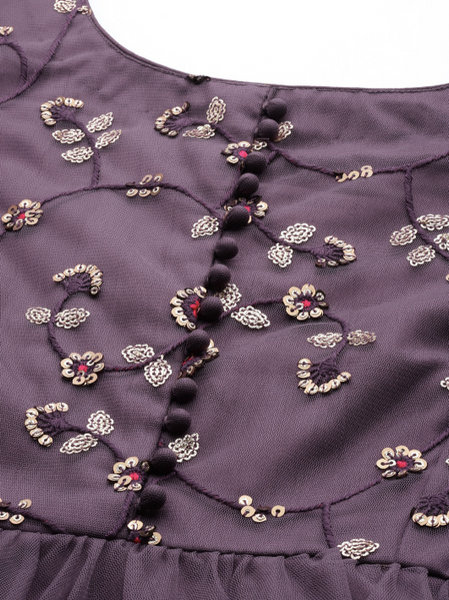 Embellished Maxi Dress With Flutter Sleeves vitansethnics