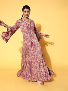 Pretty Pink Indian Maxi Dress VitansEthnics