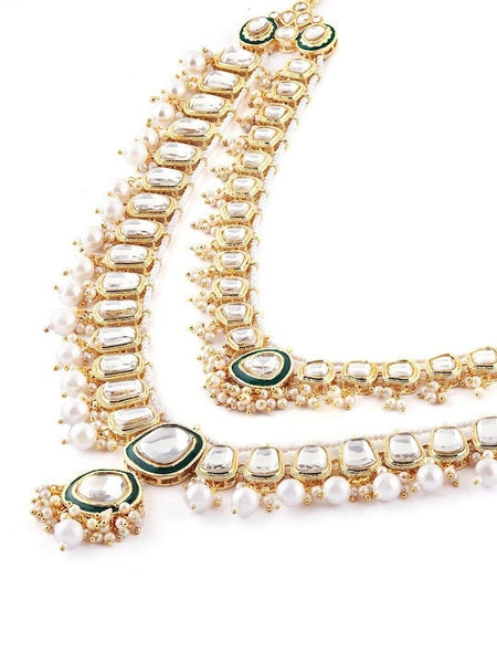 Gold-Plated Jewellery Set For Women, Kundan Layered Necklace Jewelry Set, Bridal Indian Jewellery Wedding, Necklace Earrings Maangtikka Set VitansEthnics