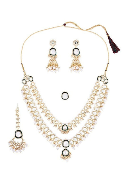 Gold-Plated Jewellery Set For Women, Kundan Layered Necklace Jewelry Set, Bridal Indian Jewellery Wedding, Necklace Earrings Maangtikka Set VitansEthnics