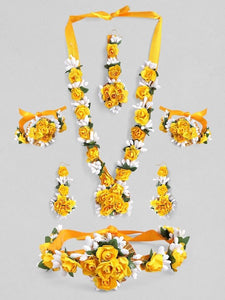 Yellow & White Floral Haldi Jewellery Set, Bridal Jewellery Set