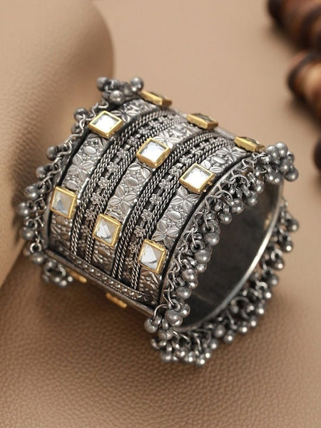 Oxidised Silver Plated Bangle Style Bracelet For Women