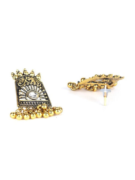 Oxidised Gold Plated Kundan Studded & Beaded Handcrafted Jewelry Set
